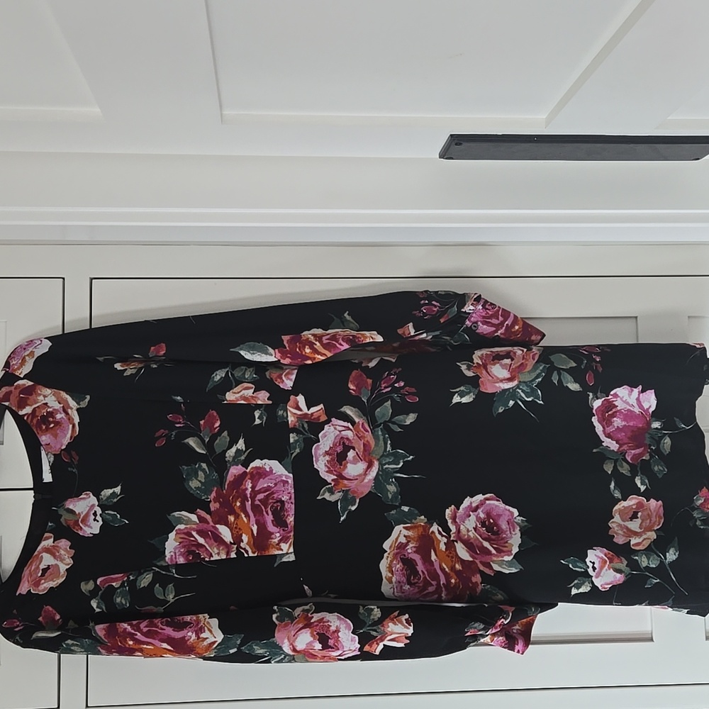 Everly Multicolor Floral Dress Black EUC Medium Beautiful